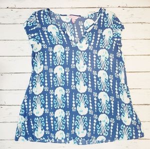 Lilly Pulitzer Jellyfish Cap Sleeve Shirt